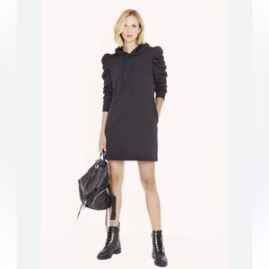 Rebecca Minkoff Black Puff Sleeve Hoodie Dress